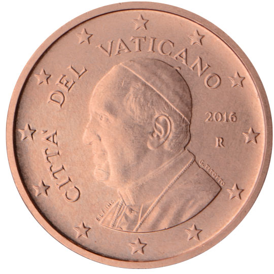 Vatican City 1 euro cent (2014) - Portrait of Pope Francis